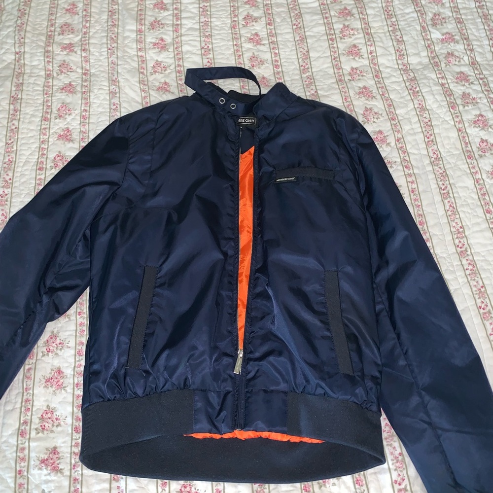 Blue and orange puffy jacket